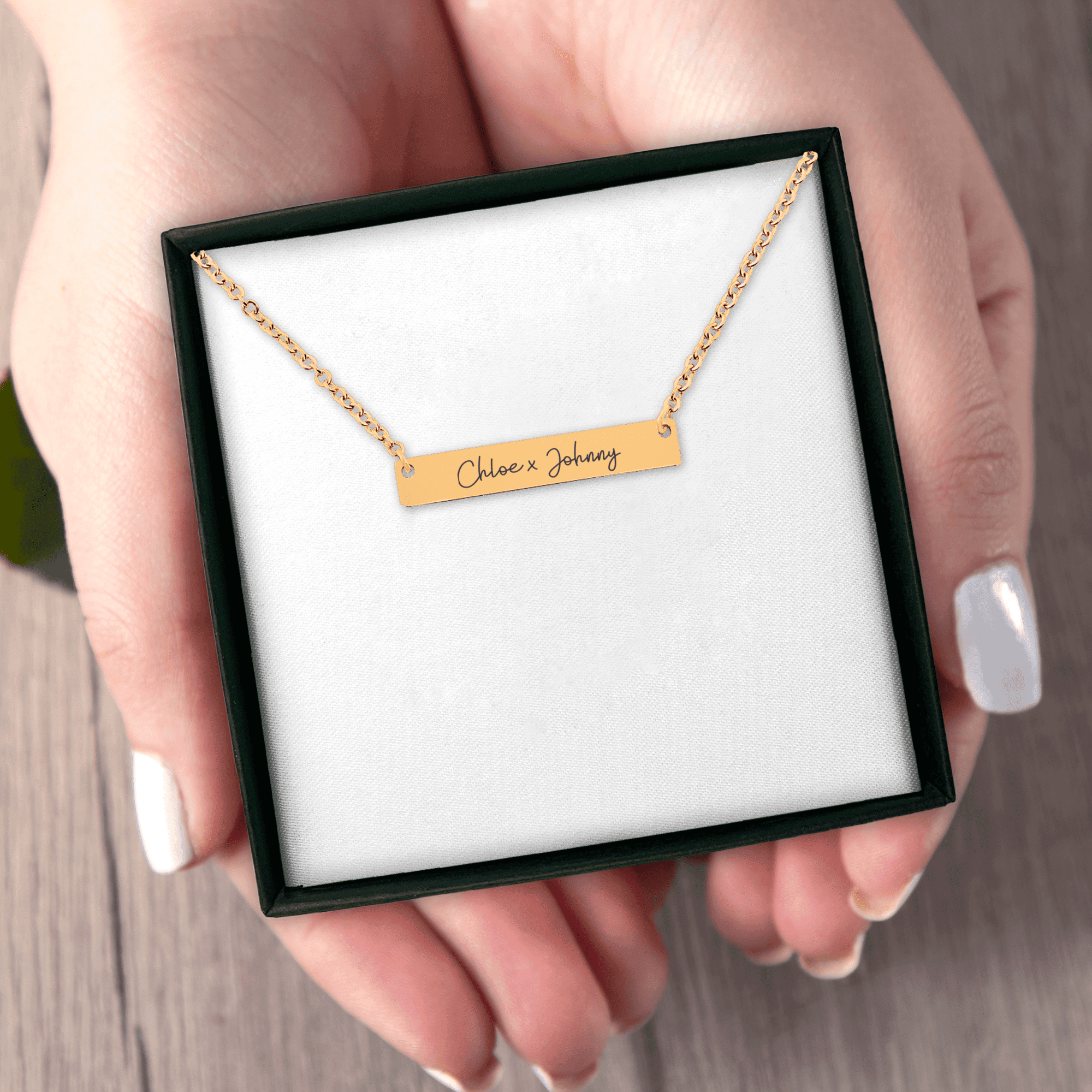 Name Tag Horizontal Bar Necklace